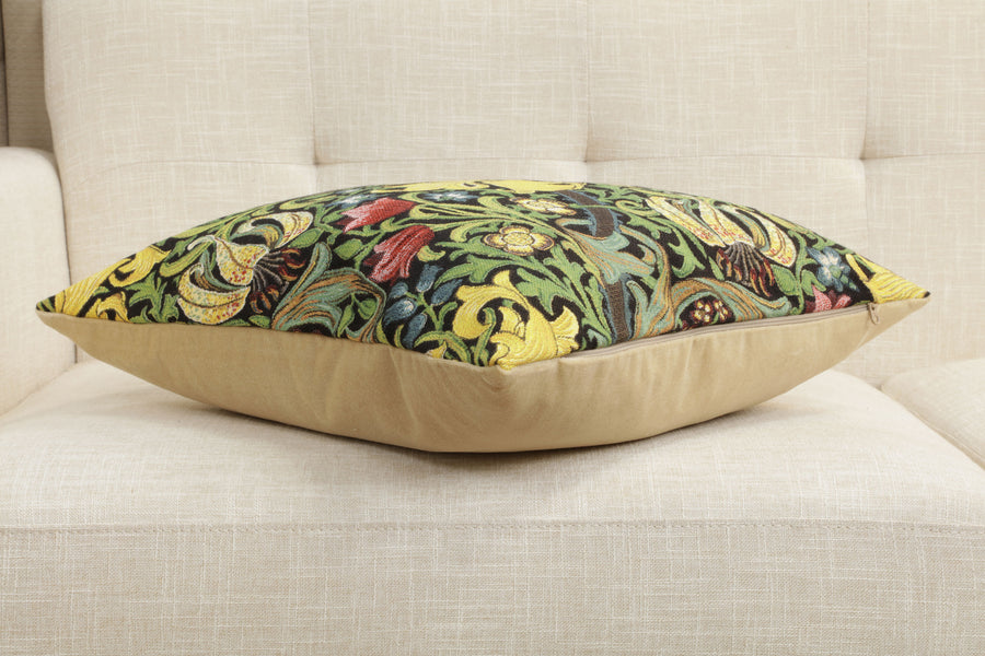 Golden Lily Black William Morris European Cushion Cover