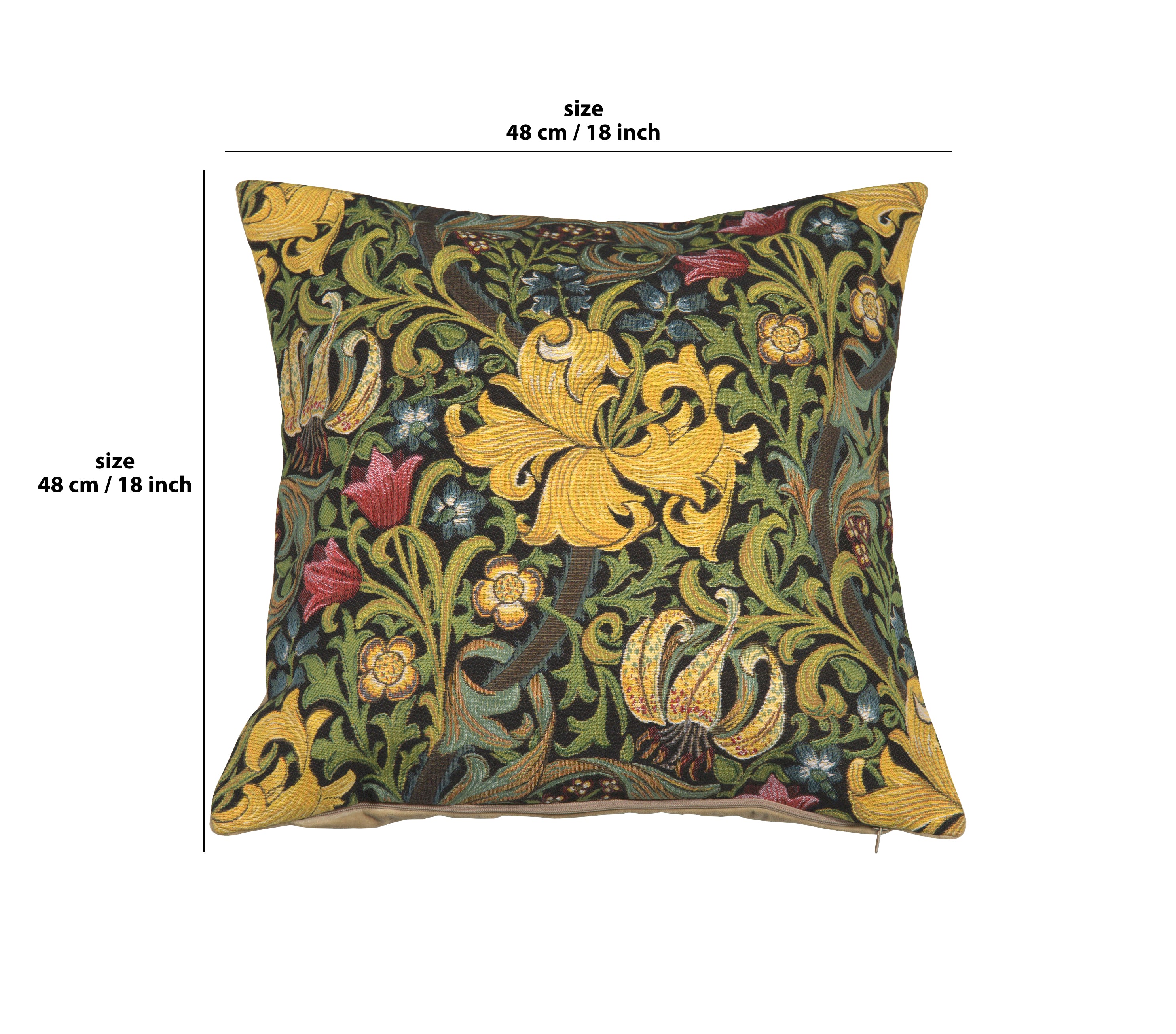 Golden Lily Black William Morris European Cushion Cover