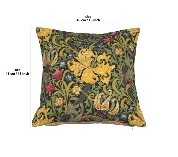 Golden Lily Black William Morris European Cushion Cover