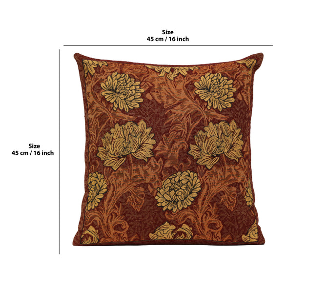 Chrysanthemum Brown Belgian Cushion Cover