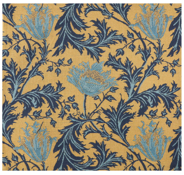 Anemone Blue Gold Belgian Cushion Cover