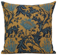 Anemone Blue Gold Belgian Cushion Cover