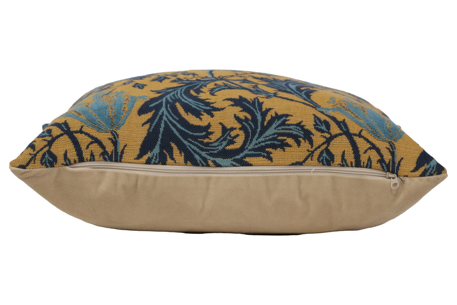 Anemone Blue Gold Belgian Cushion Cover
