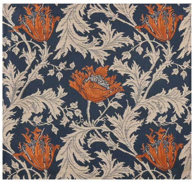 Anemone Blue Rust Belgian Cushion Cover