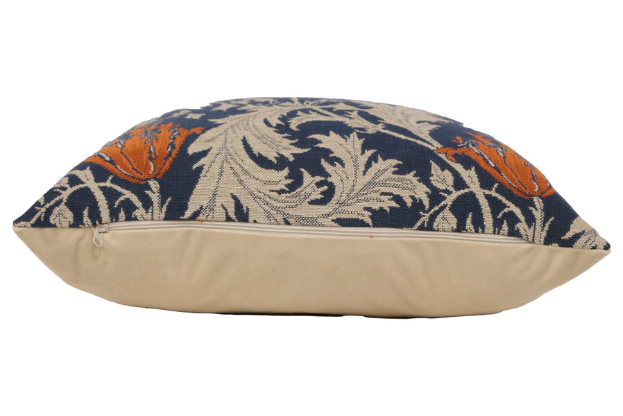 Anemone Blue Rust Belgian Cushion Cover