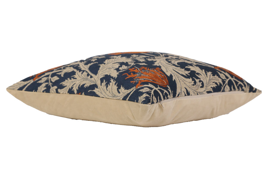 Anemone Blue Rust Belgian Cushion Cover