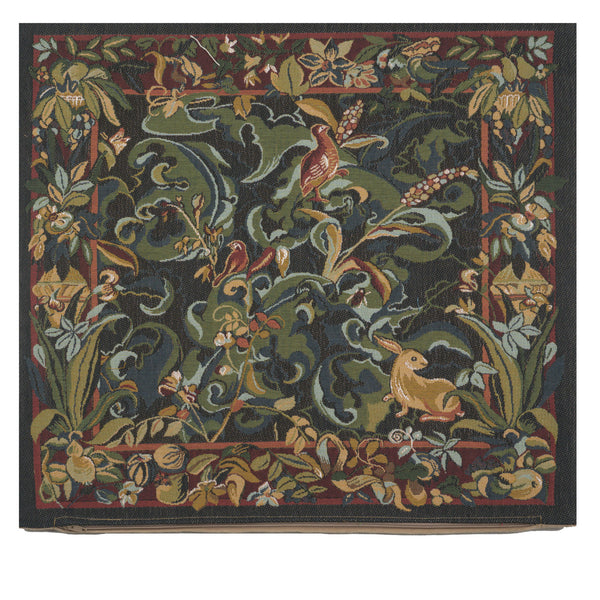 Animals with Aristoloches Green French Tapestry Cushion
