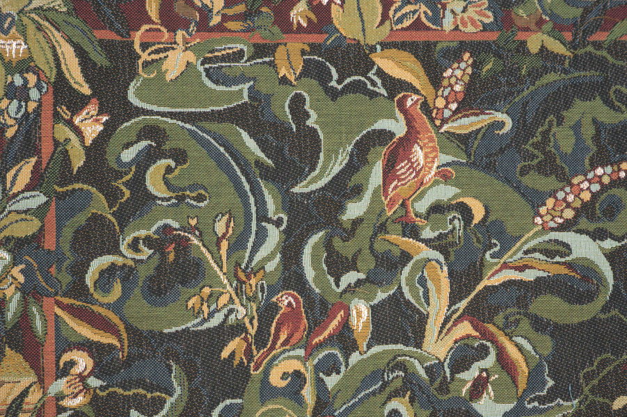 Animals with Aristoloches Green French Tapestry Cushion