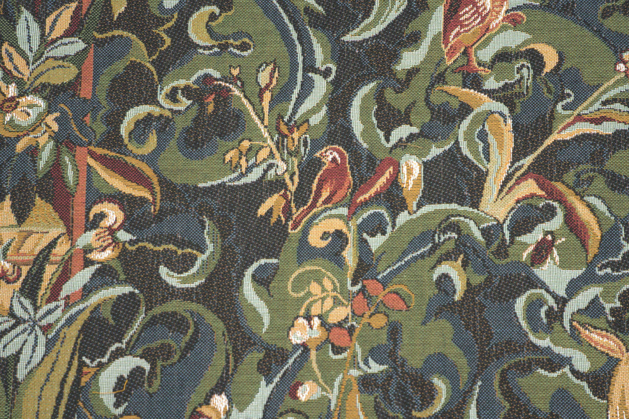 Animals with Aristoloches Green French Tapestry Cushion