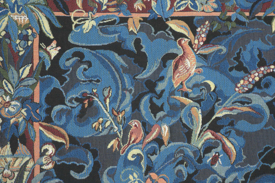 Animals with Aristoloches Blue French Tapestry Cushion