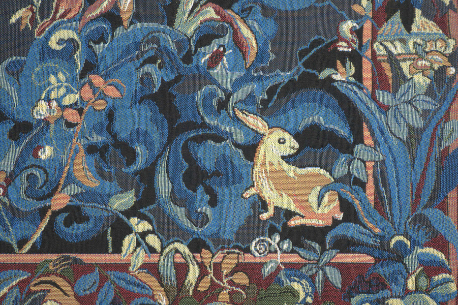 Animals with Aristoloches Blue French Tapestry Cushion