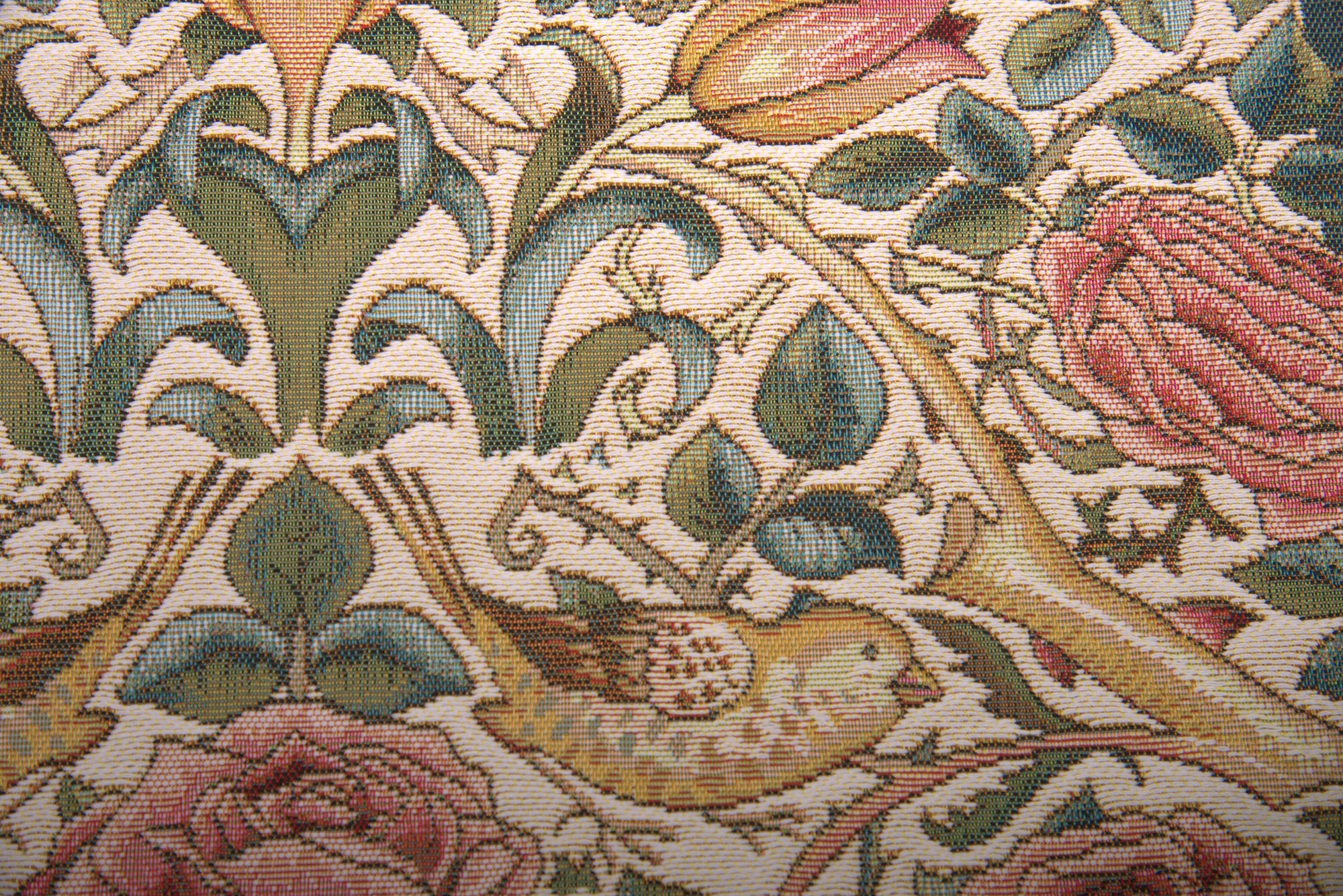 Roses and Birds White French Tapestry Cushion