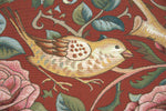 Zoom Bird and Roses Red French Tapestry Cushion