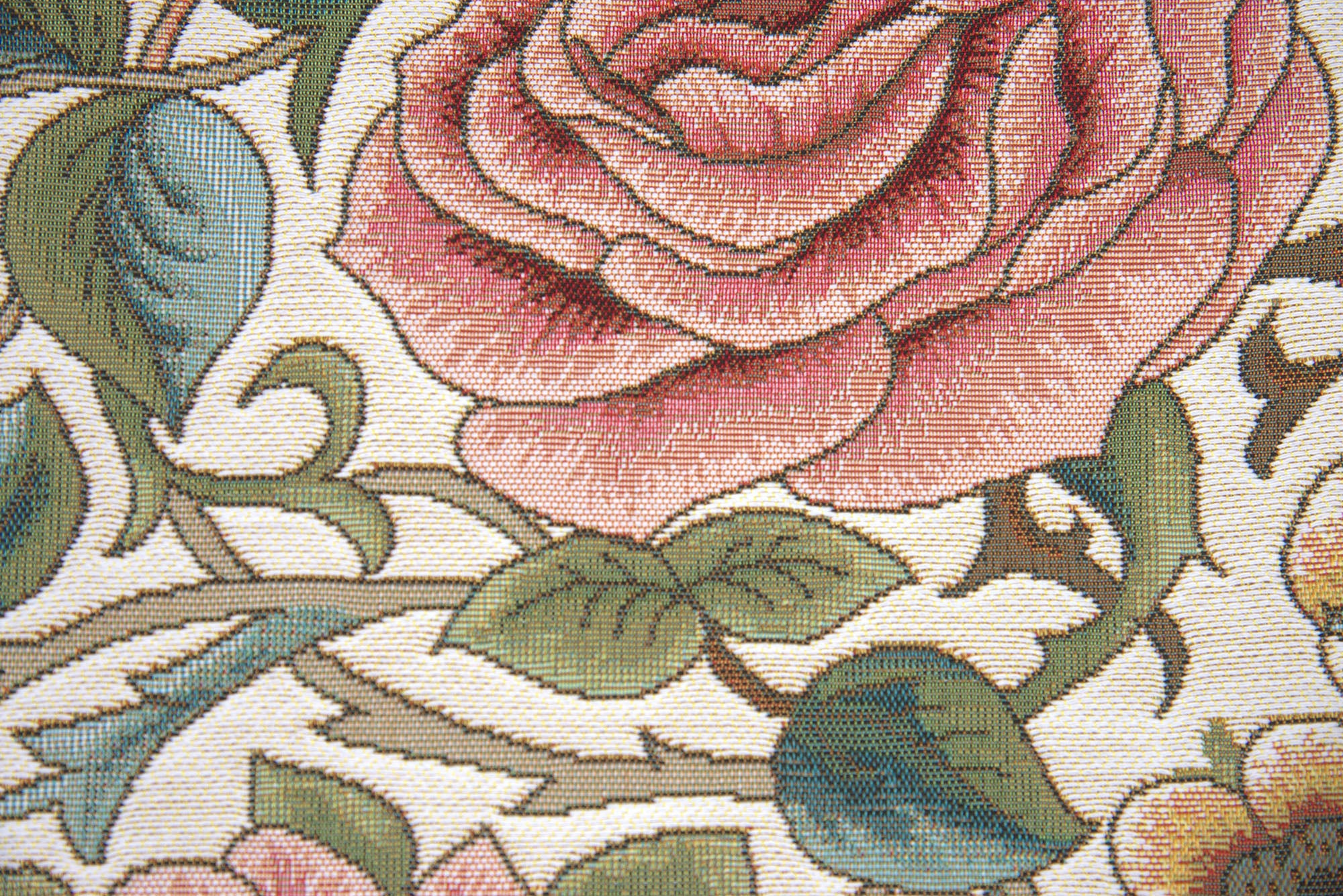 Zoom Bird and Roses White French Tapestry Cushion