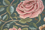 Zoom Bird and Roses Blue French Tapestry Cushion