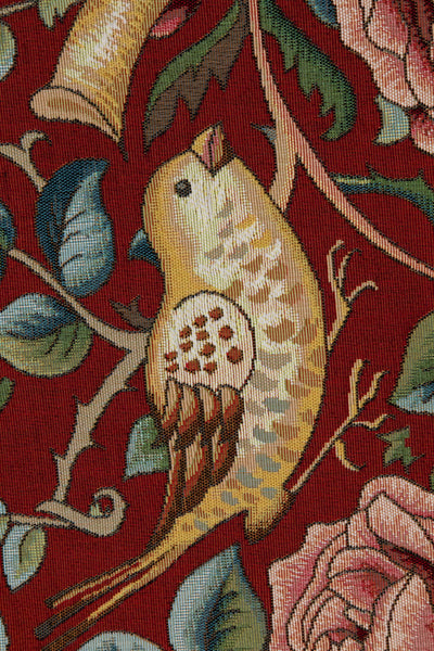 Roses and Birds II Red French Tapestry Table Runner