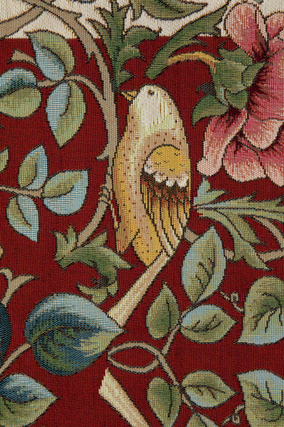 Roses and Birds II Red French Tapestry Table Runner