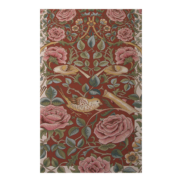 Roses and Birds II Red French Tapestry Table Runner