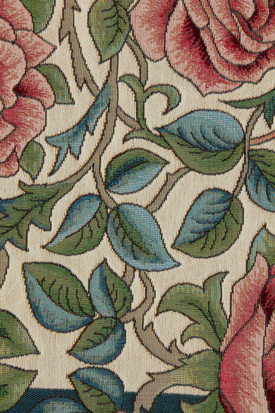 Roses and Birds II White French Tapestry Table Runner