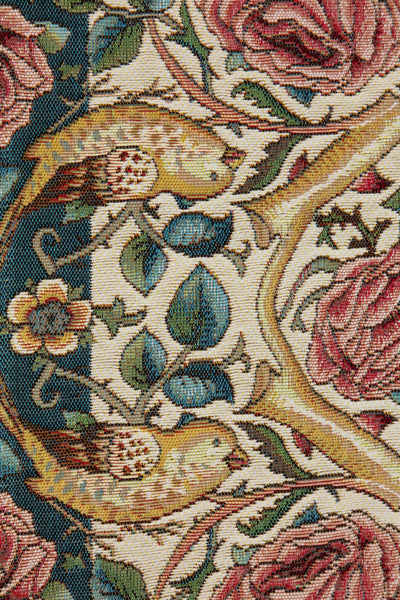 Roses and Birds II White French Tapestry Table Runner