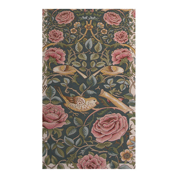 Roses and Birds II Blue French Tapestry Table Runner