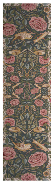 Roses and Birds II Blue French Tapestry Table Runner