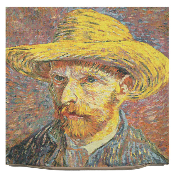 Van Gogh's Self Portrait with Straw Hat Large European Cushion Cover
