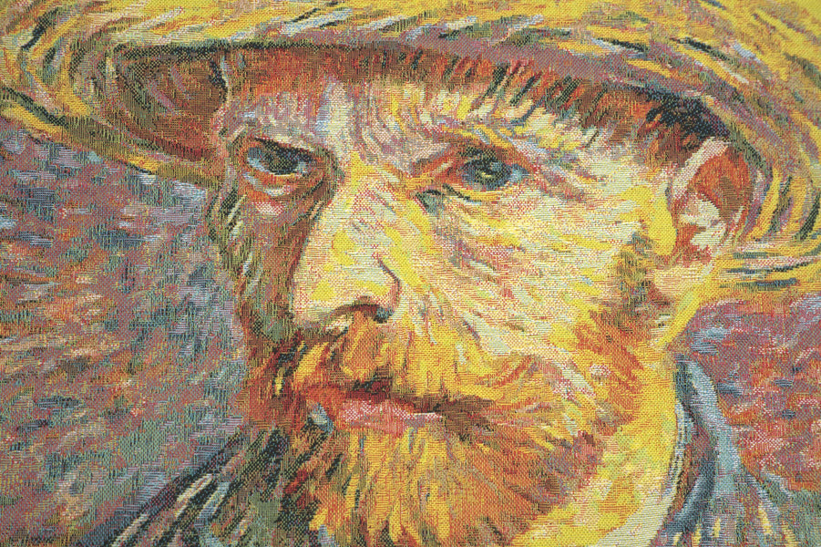 Van Gogh's Self Portrait with Straw Hat Large European Cushion Cover