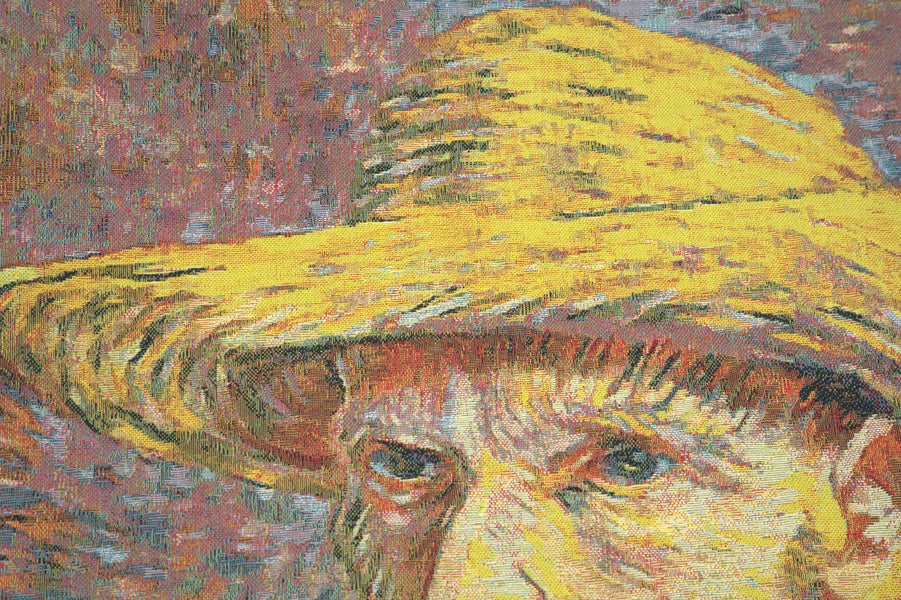 Van Gogh's Self Portrait with Straw Hat Large European Cushion Cover