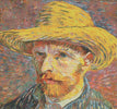 Van Gogh's Self Portrait with Straw Hat Small European Cushion Cover