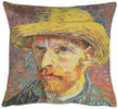 Van Gogh's Self Portrait with Straw Hat Small European Cushion Cover