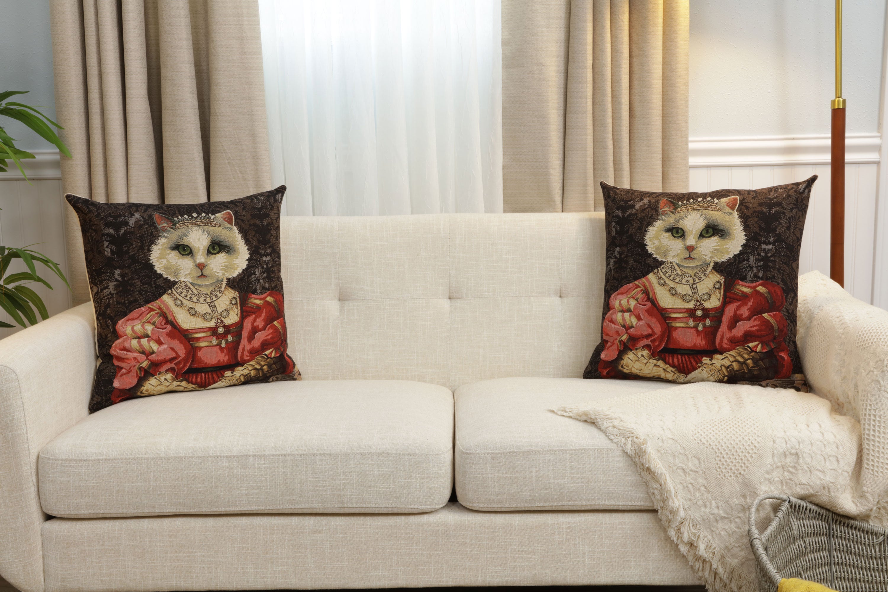 Cat With Crown A European Cushion Cover