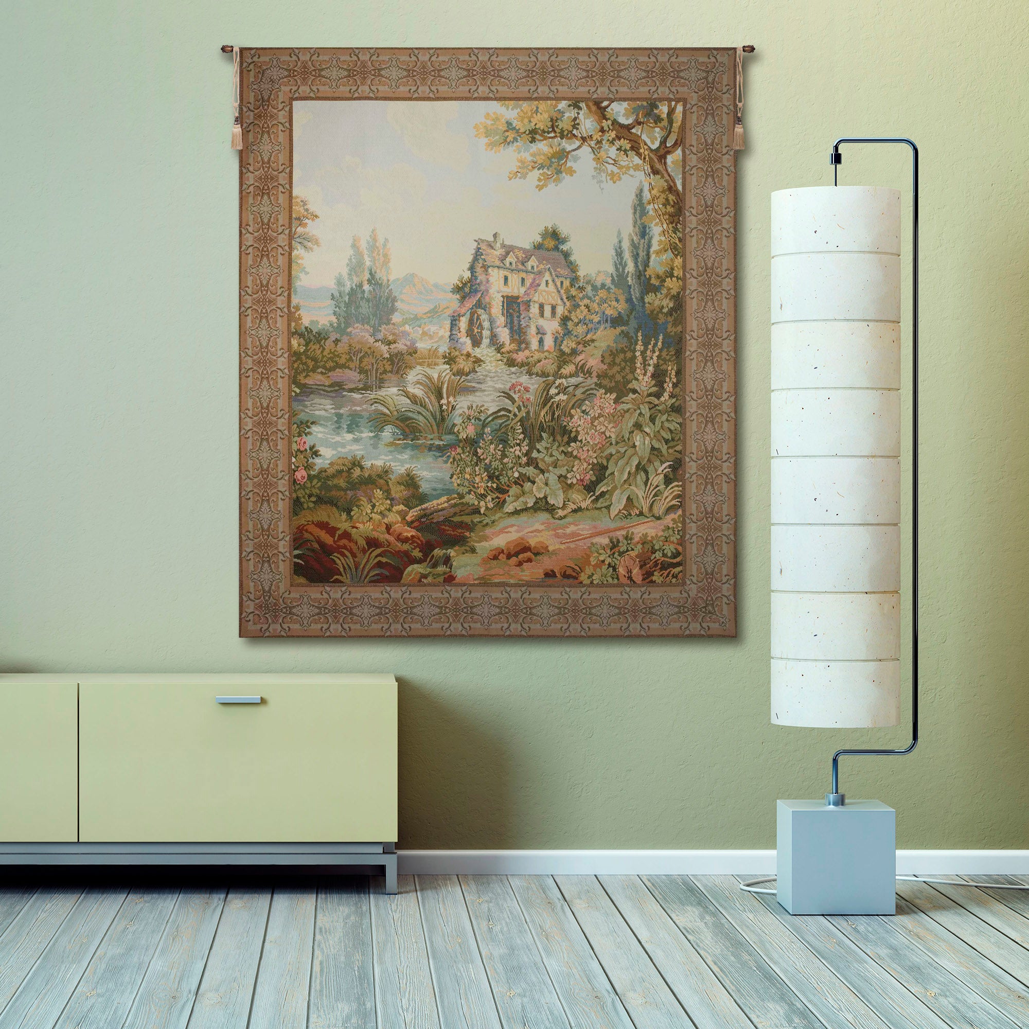 Old Mill Gold Vertical Italian Tapestry