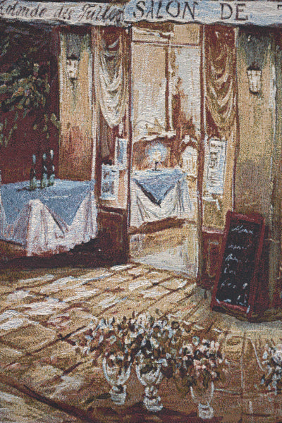 Evening at the Cafe Medium Fine Art Tapestry