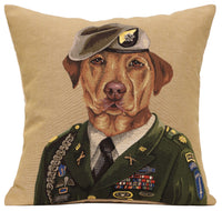 Chien Militaire Green European Cushion Cover by Thierry Poncelet