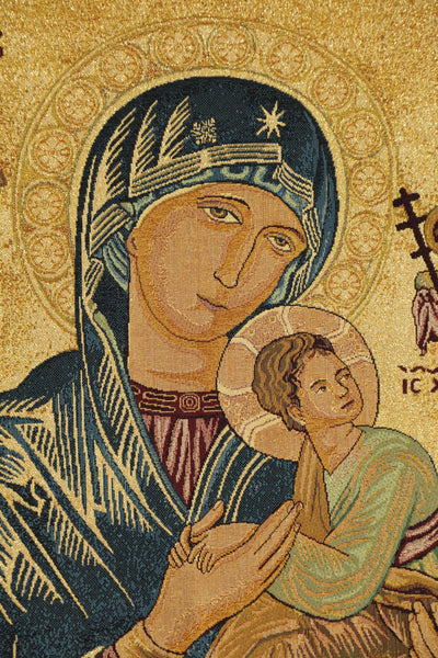 Madonna Perpetuo Soccorso Italian Tapestry Wall Hanging