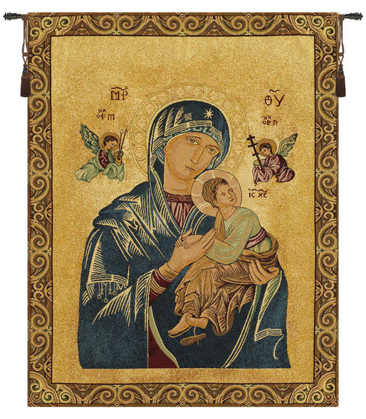 Madonna Perpetuo Soccorso Italian Tapestry Wall Hanging