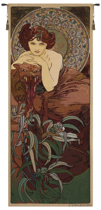 Mucha Emeraude European Tapestry by Alphonse Mucha