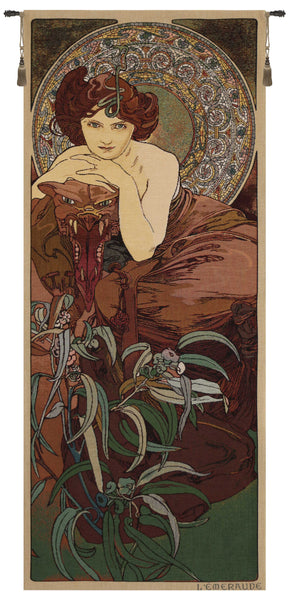 Mucha Emeraude European Tapestry