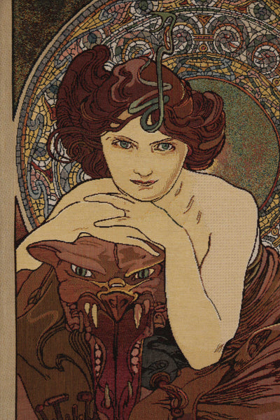Mucha Emeraude European Tapestry