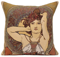 Mucha Amethyste I European Cushion Cover by Alphonse Mucha
