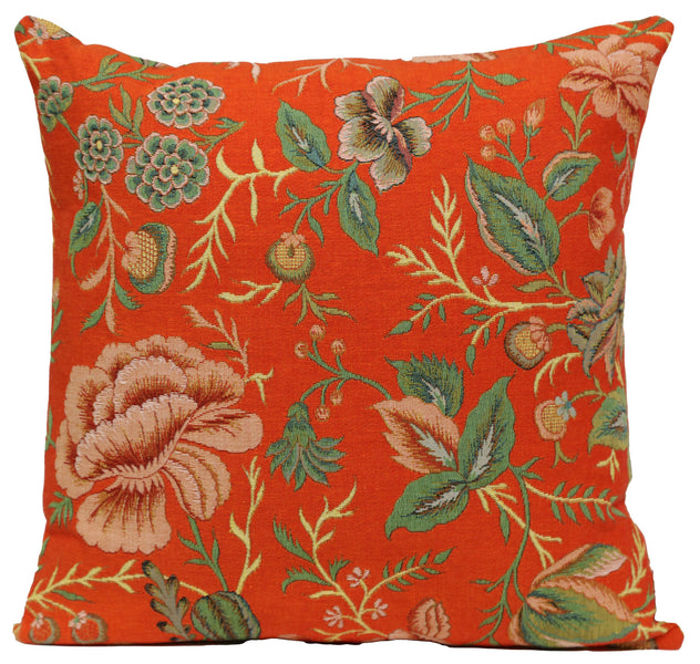 Peony Orange A French Tapestry Cushion