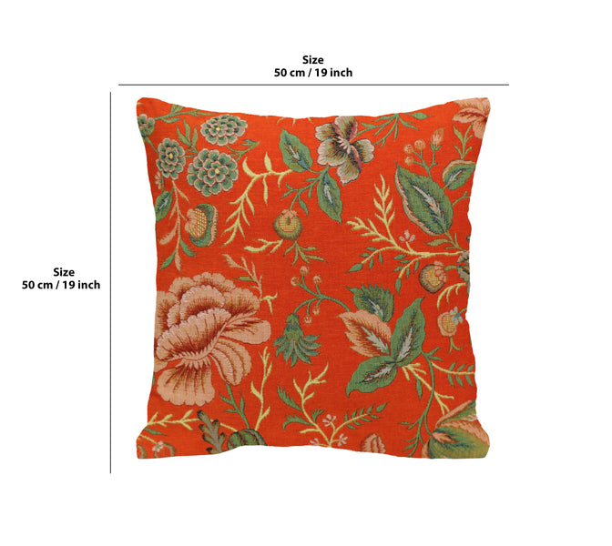 Peony Orange A French Tapestry Cushion