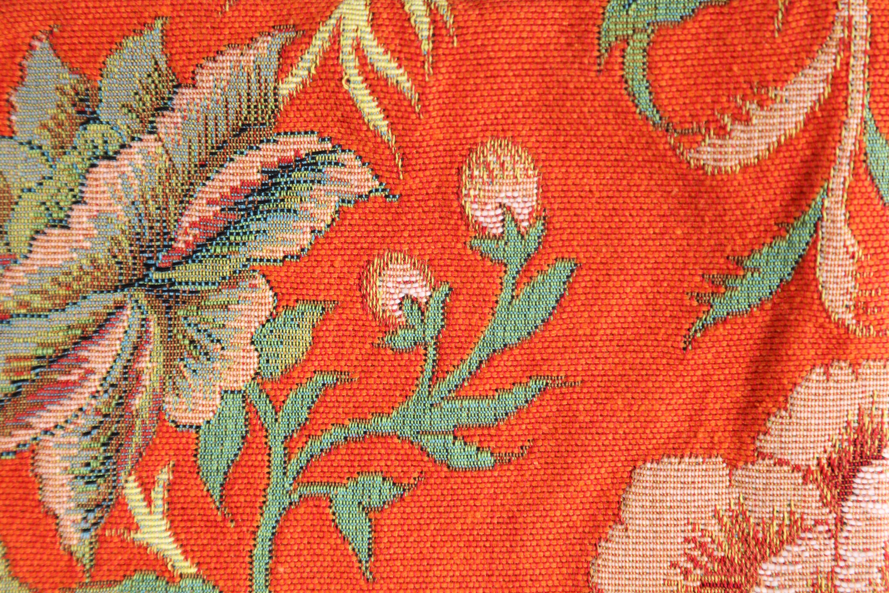 Peony Orange B French Tapestry Cushion