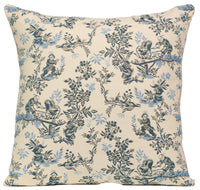 The Chinese on a Wheelbarrow Blue French Tapestry Cushion