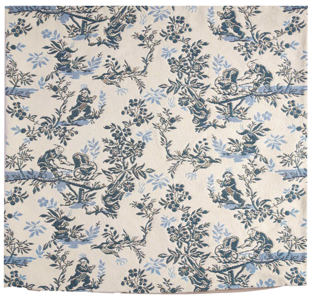 The Chinese on a Wheelbarrow Blue French Tapestry Cushion