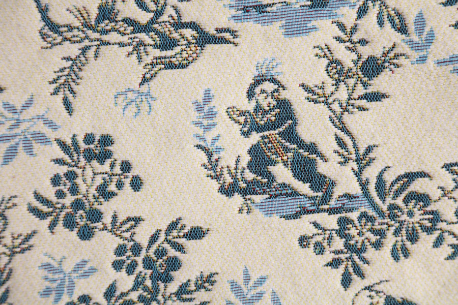 The Chinese on a Wheelbarrow Blue French Tapestry Cushion