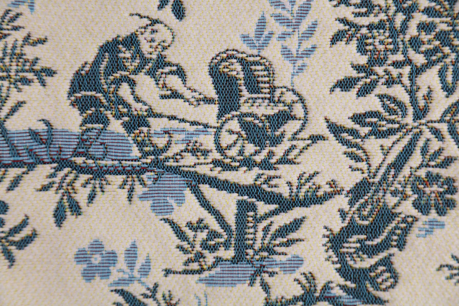 The Chinese on a Wheelbarrow Blue French Tapestry Cushion