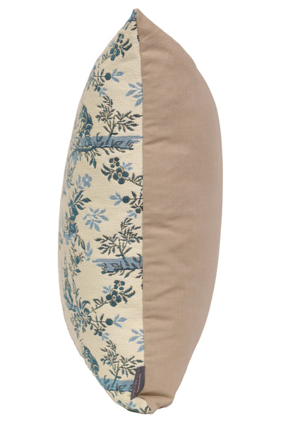 The Chinese on a Wheelbarrow Blue French Tapestry Cushion