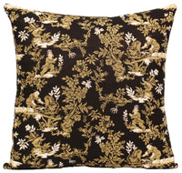The Chinese on a Wheelbarrow Black French Tapestry Cushion